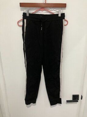 I Heart Bao Women's Pull On One Stripe Trousers, Black/White, Medium